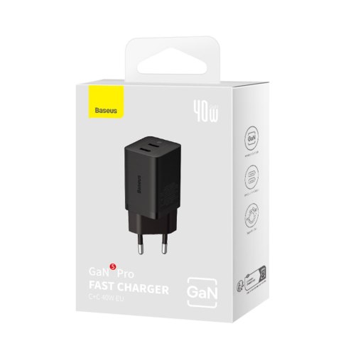 Ładowarka sieciowa GaN5 Pro 40W USB-C - czarna BASEUS