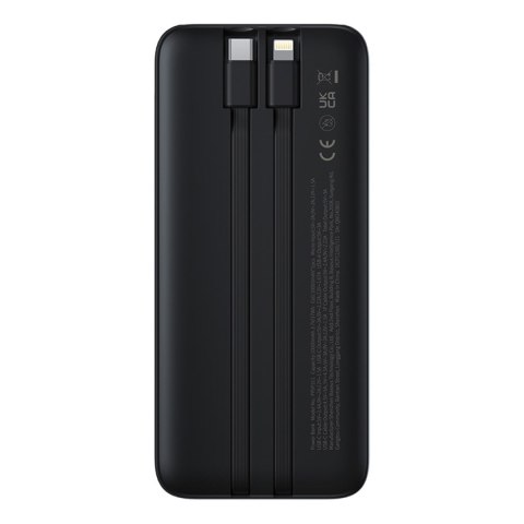 Powerbank 10000mAh 22.5W z wyświetlaczem kablami USB-C iPhone Lightning Lipow - czarny BASEUS