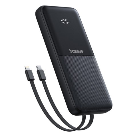 Powerbank 10000mAh 22.5W z wyświetlaczem kablami USB-C iPhone Lightning Lipow - czarny BASEUS