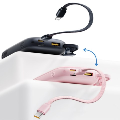 Powerbank 10000mAh 22.5W z wyświetlaczem odłączanym kablem - czarny BASEUS