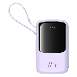Powerbank 10000mAh 22.5W z wyświetlaczem wbudowanym kablem USB-C Qpow Pro+- fioletowy BASEUS