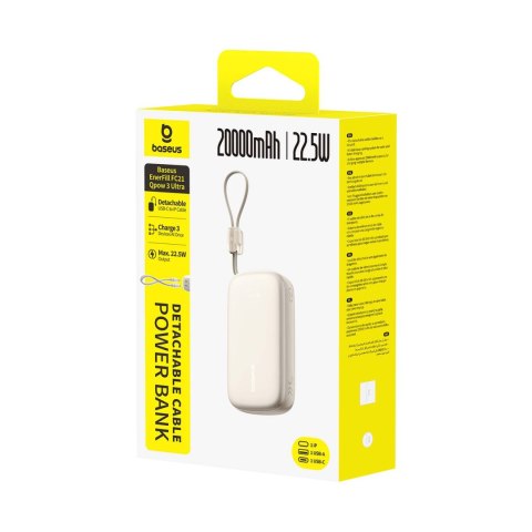 Powerbank 20000mAh 22.5W z wyświetlaczem kablem EnerFill FC21 Qpow 3 Ultra - beżowy BASEUS
