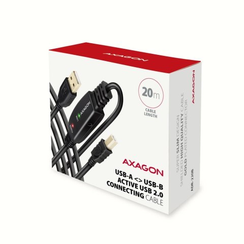 ADR-220B USB 2.0 A-M -> B-M aktywny kabel połączeniowy/wzmacniacz 20m AXAGON