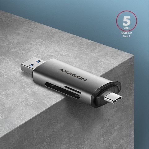 CRE-SAC Czytnik kart zewnętrzny USB3.2 Gen 1 Type-C + Type-A SD/microSD AXAGON