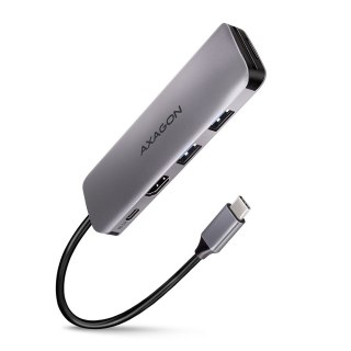 HMC-5 Wieloportowy hub USB 5in1, 5Gbps, 2x USB-A, HDMI 4K/30Hz, SD/microSD, PD 100W, 20cm USB-C kabel AXAGON
