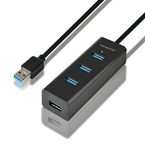 HUE-S2BL Hub 4-portowy USB 3.2 Gen 1 charging hub, 1.2m kabel, microUSB dodatkowe zasilanie AXAGON