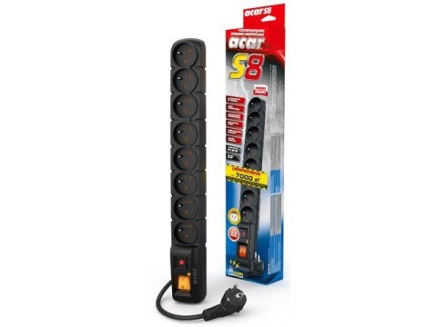 Listwa zasilająca S8 1.5M czarna 8 gniazd Acar