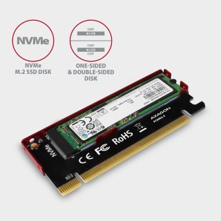 PCEM2-S Adapter wewnętrzny PCIe x16, 1x M.2 NVMe M-key slot aluminiowa osłona AXAGON