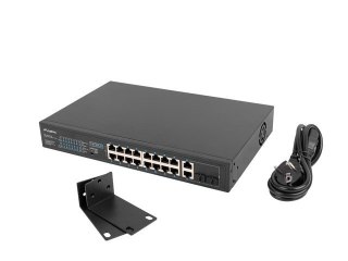Przełącznik Switch 16X100MB POE+/2XCombo niezarządzalny rack 19 cali Gigabit Ethernet 250W Lanberg