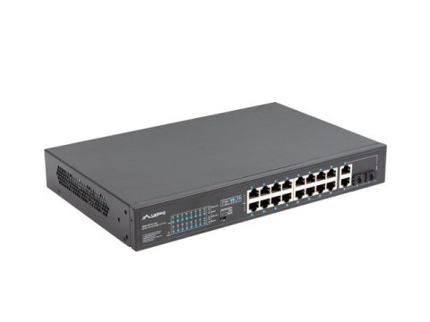 Przełącznik Switch 16X100MB POE+/2XCombo niezarządzalny rack 19 cali Gigabit Ethernet 250W Lanberg