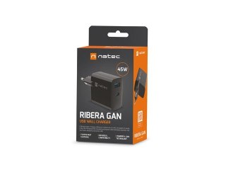 Ładowarka sieciowa Ribera GAN 1X USB-A + 1X USB-C 45W Czarna Natec