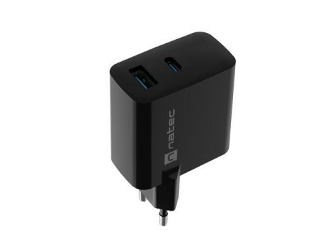 Ładowarka sieciowa Ribera GAN 1X USB-A + 1X USB-C 45W Czarna Natec