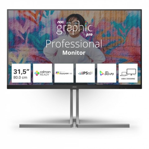 Monitor U32U3CV 31.5 cala Nano IPS 4K HDMIx2 DP USB-C RJ45 KVM Pivot Głośnik AOC