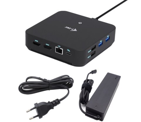Stacja dokująca USB-C DP Dual HDMI Power Delivery 100W + Uniwersalna Ładowarka 100W I-tec