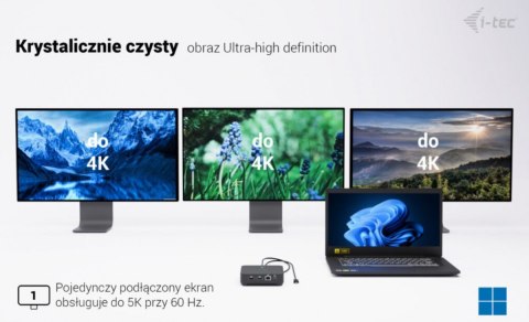 Stacja dokująca USB-C DP Dual HDMI Power Delivery 100W + Uniwersalna Ładowarka 100W I-tec