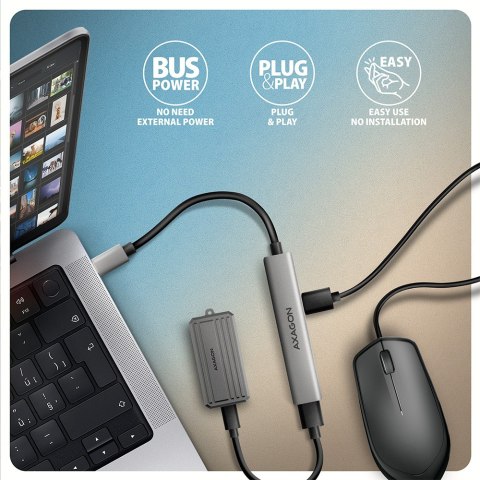 HUE-STC HUB 4-portowy 1x USB-A 5Gbps, 2x USB2.0 + 1x USB-C 2.0, 12cm kabel USB-C AXAGON