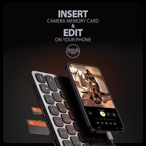 Klawiatura HMC-KB-NRD USB-C 5Gbps z wieloportowy hub 9in1, SD/microSD, 3x USB-A, HDMI 4K/60Hz, PD 100W, Audio, Nordic layout, 60 AXAGON