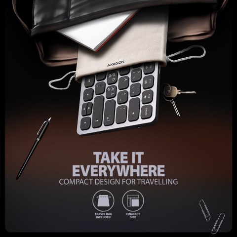 Klawiatura HMC-KB-NRD USB-C 5Gbps z wieloportowy hub 9in1, SD/microSD, 3x USB-A, HDMI 4K/60Hz, PD 100W, Audio, Nordic layout, 60 AXAGON