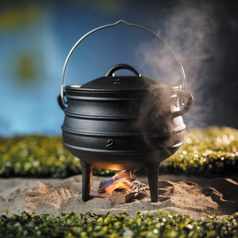 Kociołek żeliwny garnek myśliwski nad ognisko do zup gulaszy śr. 245 x 280 mm 6 l Hendi