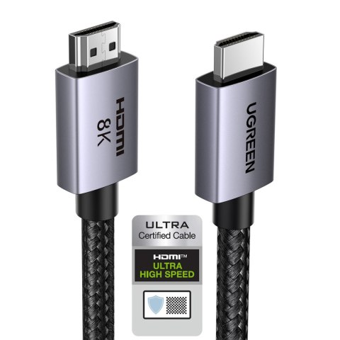 Kabel przewód HDMI 2.1 8K certyfikowany Ultra High Speed 1m szary UGREEN