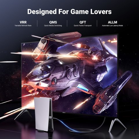 Kabel przewód HDMI 2.1 8K certyfikowany Ultra High Speed 1m szary UGREEN