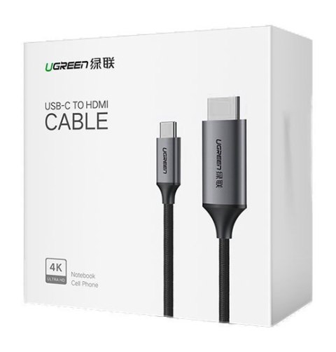 Kabel przewód przejściówka HDMI - USB-C 4K 60Hz 1.5m czarno-szary UGREEN