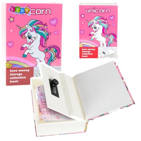 Książka Ukryta Skarbonka Sejf Na Kod Szyfr Jednorożec Różowa LEAN Toys