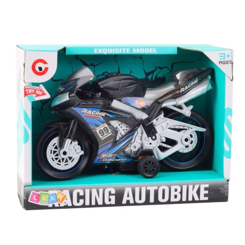 Motor Wyścigowy Ścigacz Napęd Światła Dźwięki Czarno-Niebieski LEAN Toys