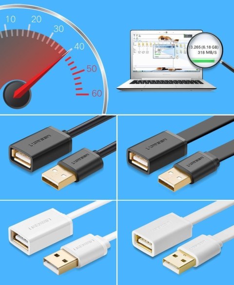 Przedłużacz do kabla przewodu USB 2m czarny UGREEN