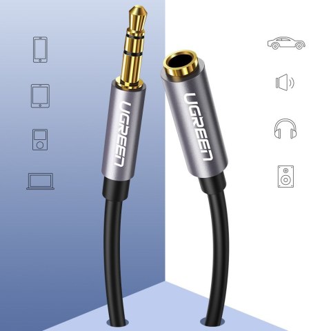 Przewód kabel przedłużacz do słuchawek AUX 3.5mm mini jack 3m srebrny UGREEN