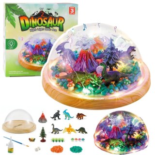 Zestaw Kreatywny Terrarium z Dinozaurami Lampka Nocna Kopuła Dźwięki DIY LEAN Toys