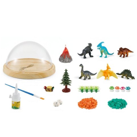 Zestaw Kreatywny Terrarium z Dinozaurami Lampka Nocna Kopuła Dźwięki DIY LEAN Toys