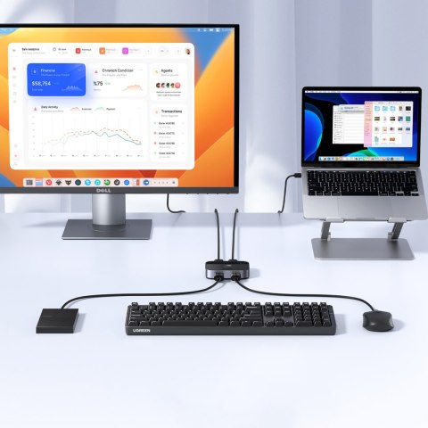 2w1 Adapter 2x USB-A 3.0 (wejście) / 2x USB-A (wyjście) - szary UGREEN