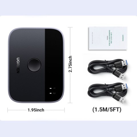 2w1 Adapter 2x USB-A 3.0 (wejście) / 2x USB-A (wyjście) - szary UGREEN