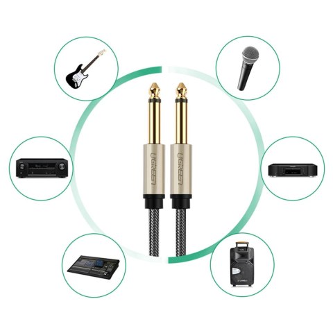 Kabel przewód audio mono TS jack 6.35mm - jack 6.35mm 3m - szary UGREEN