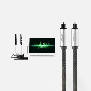 Kabel przewód optyczny audio światłowód Toslink SPDIF 1m - szary UGREEN