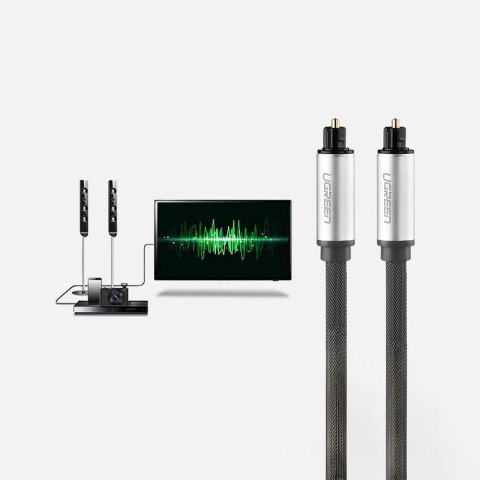 Kabel przewód optyczny audio światłowód Toslink SPDIF 1m - szary UGREEN