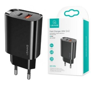 Ładowarka sieciowa 1xUSB-C+1xUSB T35 20W PD3.0 QC3.0 Fast charging USAMS
