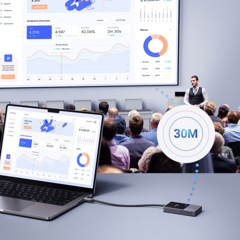 Transmiter HDMI bezprzewodowy nadajnik i odbiornik do 30m - czarno-srebrny UGREEN