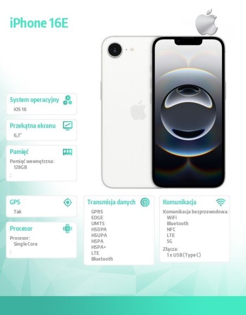 IPhone 16E 128GB biały Apple