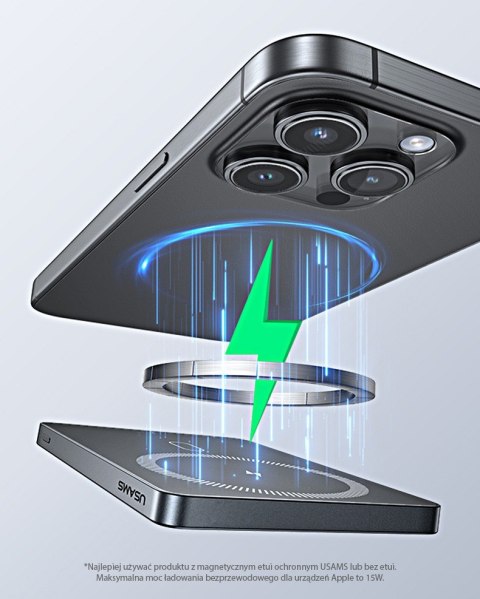 PowerBank 5000mAh 20W Indukcyjny Magsafe PD Fast Charge tytanowy USAMS