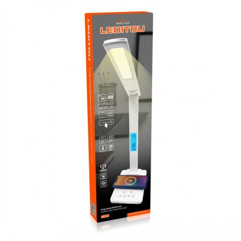 Lampa biurkowa LED z ładowarką indukcyjną LEDITOU MT222 (Biała) Media-Tech