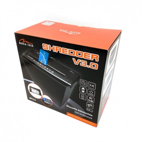 Niszczarka dokumentów, folii i kart kredytowych SHREDDER V3.0 MT215 Media-Tech