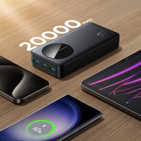 Powerbank JR-PBF14 20000mAh 2.4A 2x USB-A 1x USB-C - czarny JOYROOM