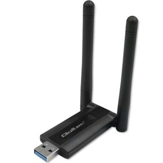 Szybki bezprzewodowy adapter USB DUAL Wi-Fi 2 x 2dBi | Standard AC | USB 3.0 | 1200Mbps Qoltec