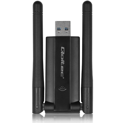 Szybki bezprzewodowy adapter USB DUAL Wi-Fi 2 x 2dBi | Standard AC | USB 3.0 | 1200Mbps Qoltec