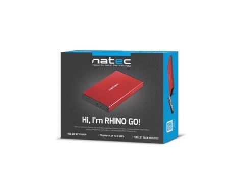 Kieszeń zewnętrzna HDD/SSD Sata Rhino Go 2,5 USB 3.0 czerwona Natec