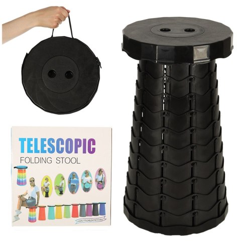 Krzesło składane taboret teleskopowy turystyczny przenośny czarny 200kg Kik Sp. z o. o. Sp. k.