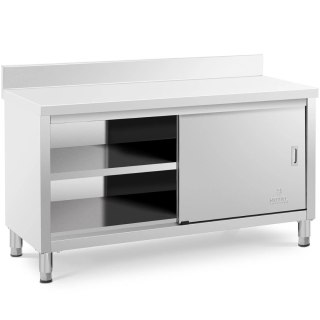 Stół blat roboczy przyścienny z szafką i rantem drzwi suwane 150 x 60 cm Royal Catering