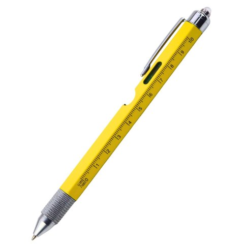 Długopis Wielofunkcyjny 8w1 Poziomica Latarka LED Śrubokręt Żółty LEAN